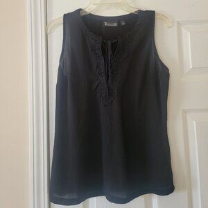 New York & Company Black Sleeveless V-Neck Blouse - Size S
